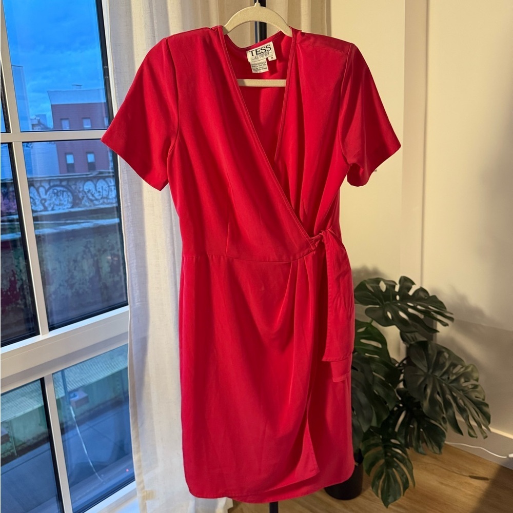 Fuscia Vintage Wrap Sheath Dress